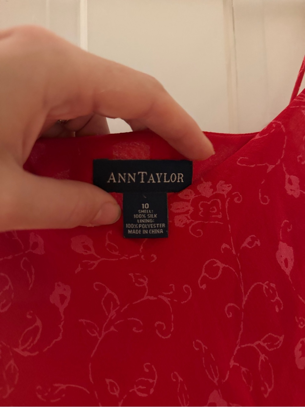 Vintage Ann Taylor Red Floral Slip Dress with Spaghetti Straps - Picture 3 of 5